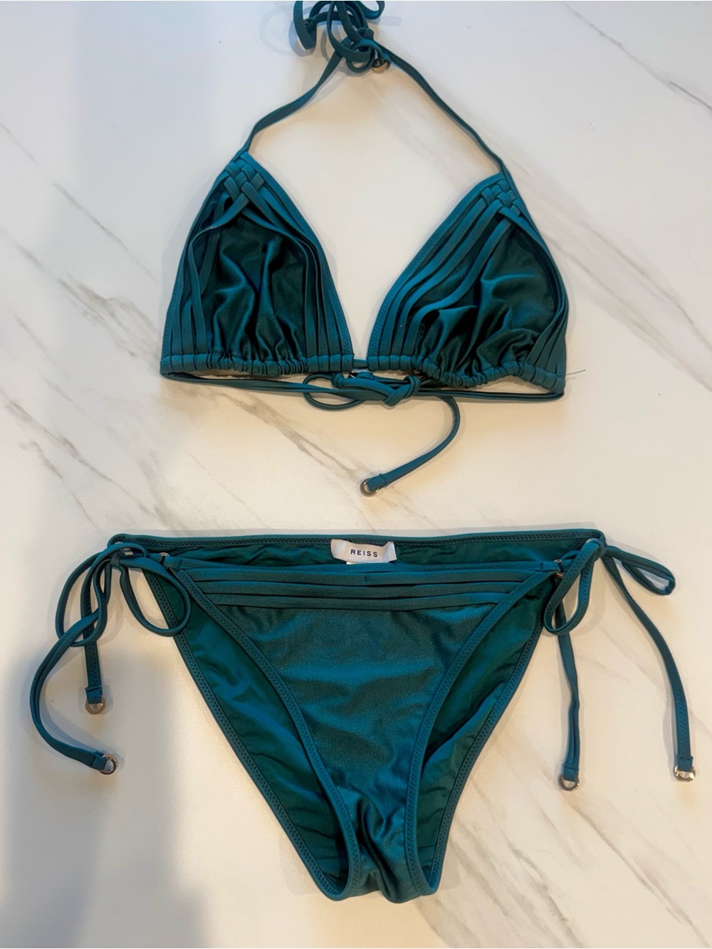 Reiss bikini set Teal green NWOT top size 8 bottom size 4
